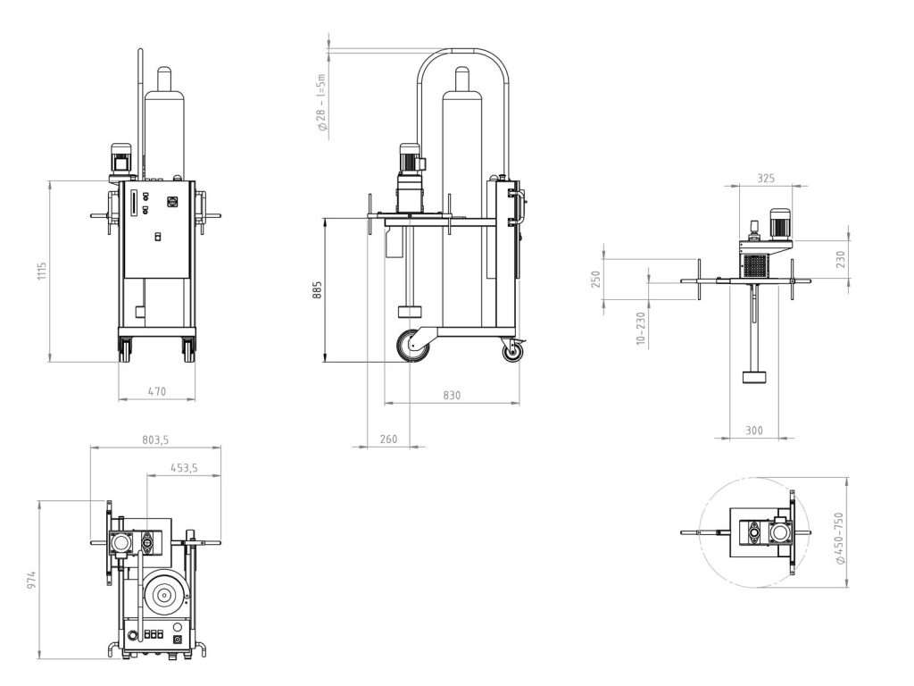 Degasatore portatile Dimensioni