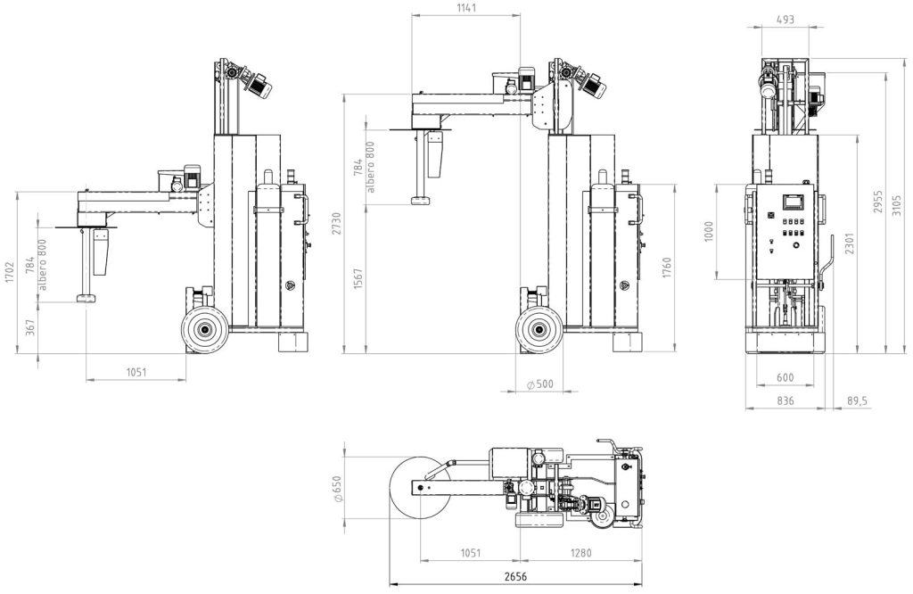 Degasatore su carrello Dimensioni
