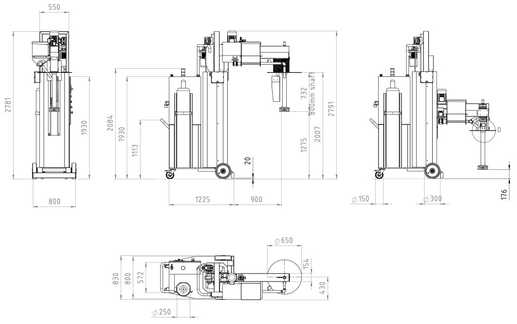 Degasatore su carrello basic Dimensioni