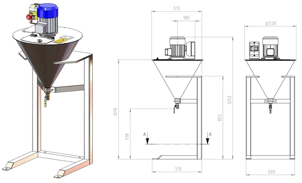 Miscelatore vernice inox 25l Optional base fissaggio