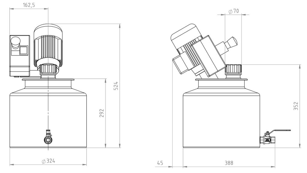 Miscelatore vernice inox 15l dimensioni