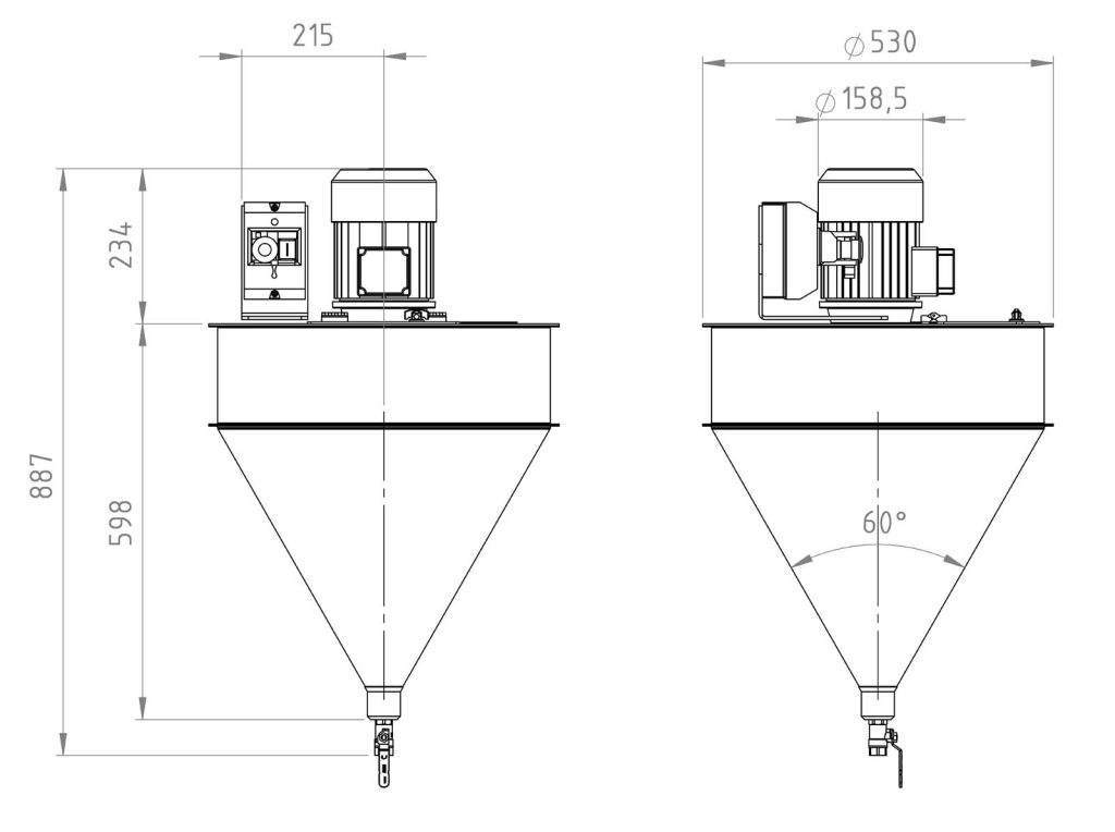 Miscelatore vernice inox 50l dimensioni