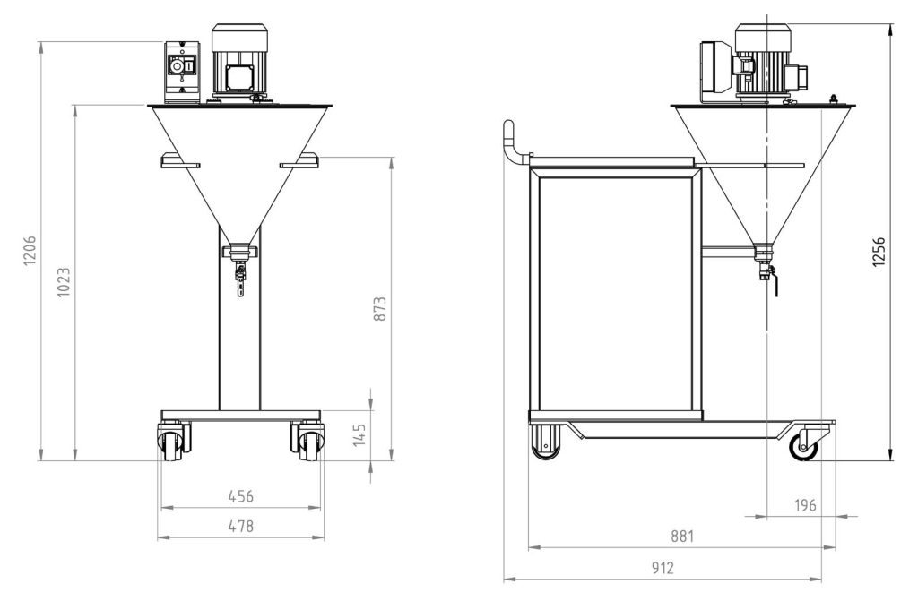 Miscelatore vernice inox carrello 25l dimensioni
