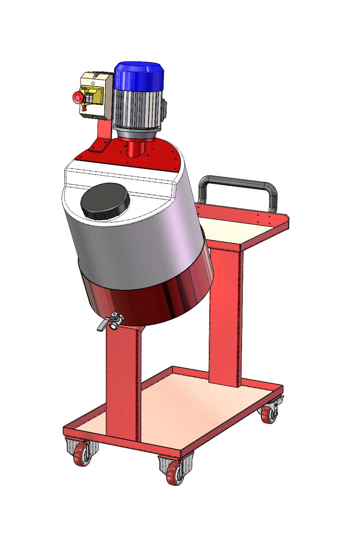 Miscelatore per vernice plastica 50l su carrello