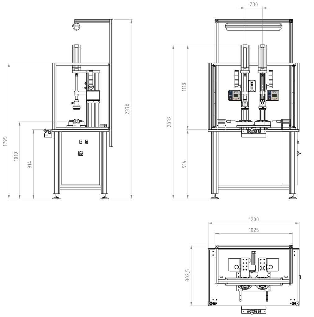 Banco prova tenuta flange Dimensioni